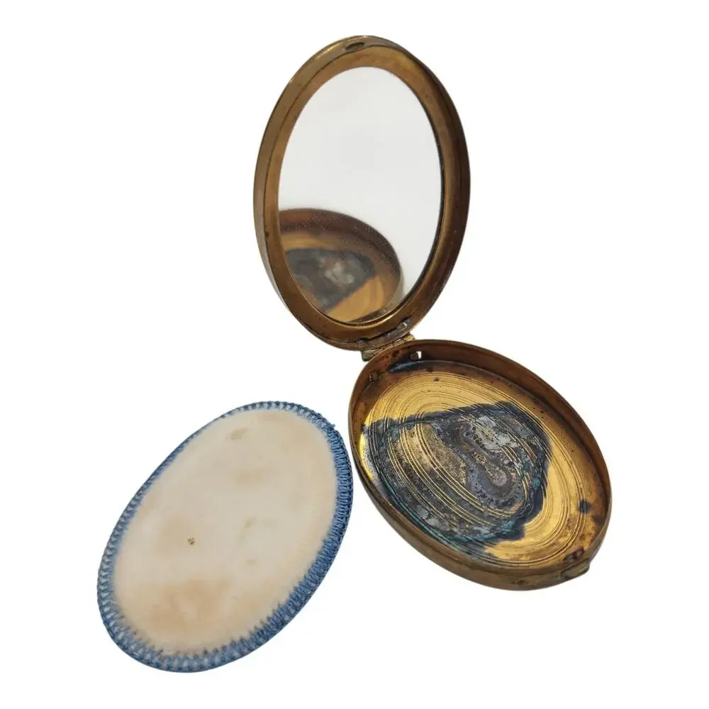 Vintage Order Eastern Star Powder Compact with Mirror OES Rhinestone Freemason